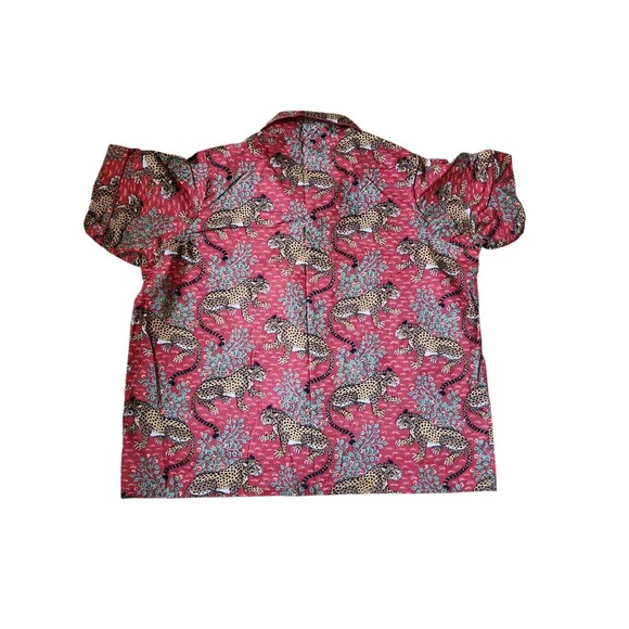 Printfresh Bagheera Pajama Top Womens 4X Red Leopard Novelty Animal Short Sleeve - Picture 3 of 5